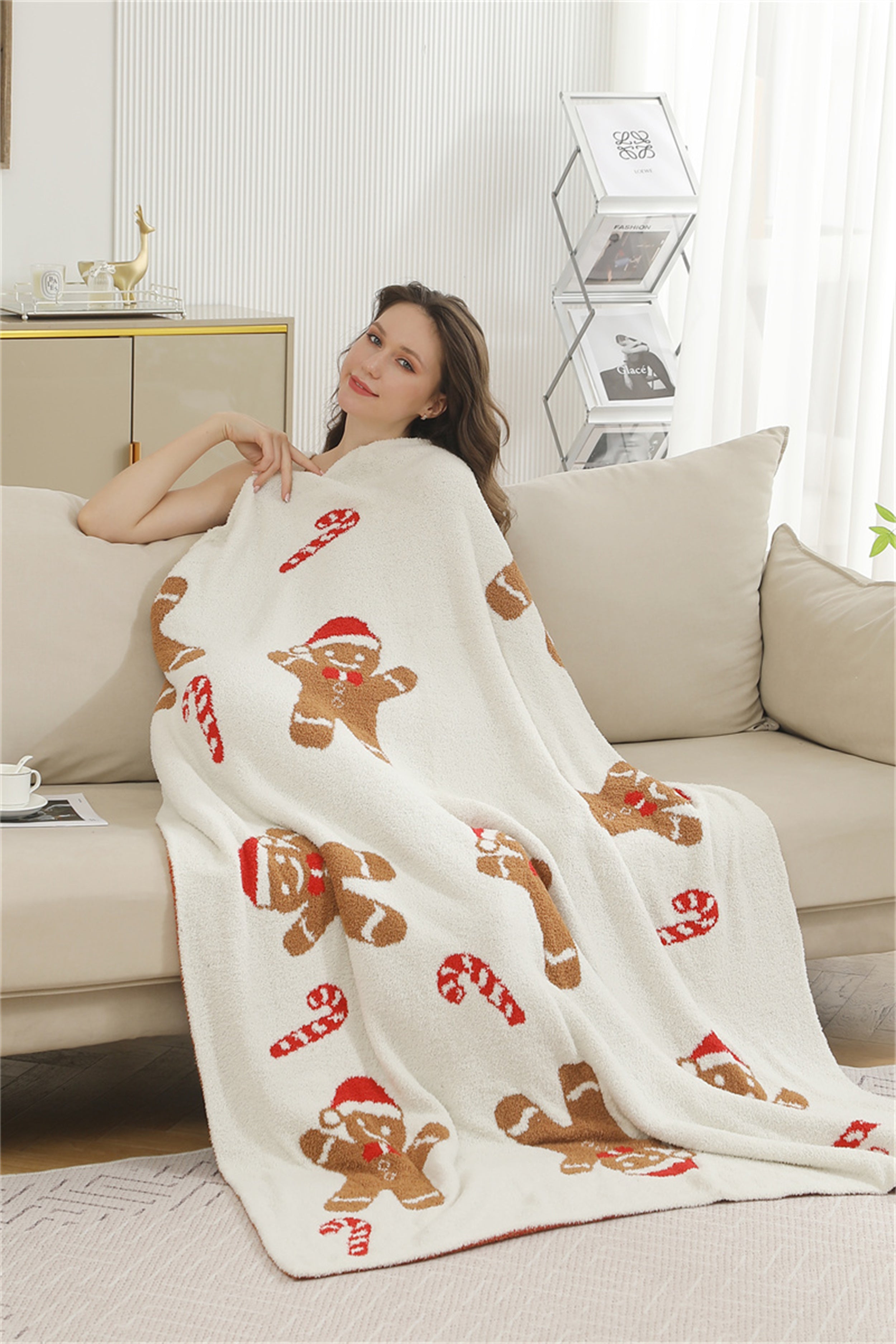 mySundaze Gingerbread Man Throw Blanket Soft Microfiber 50x60