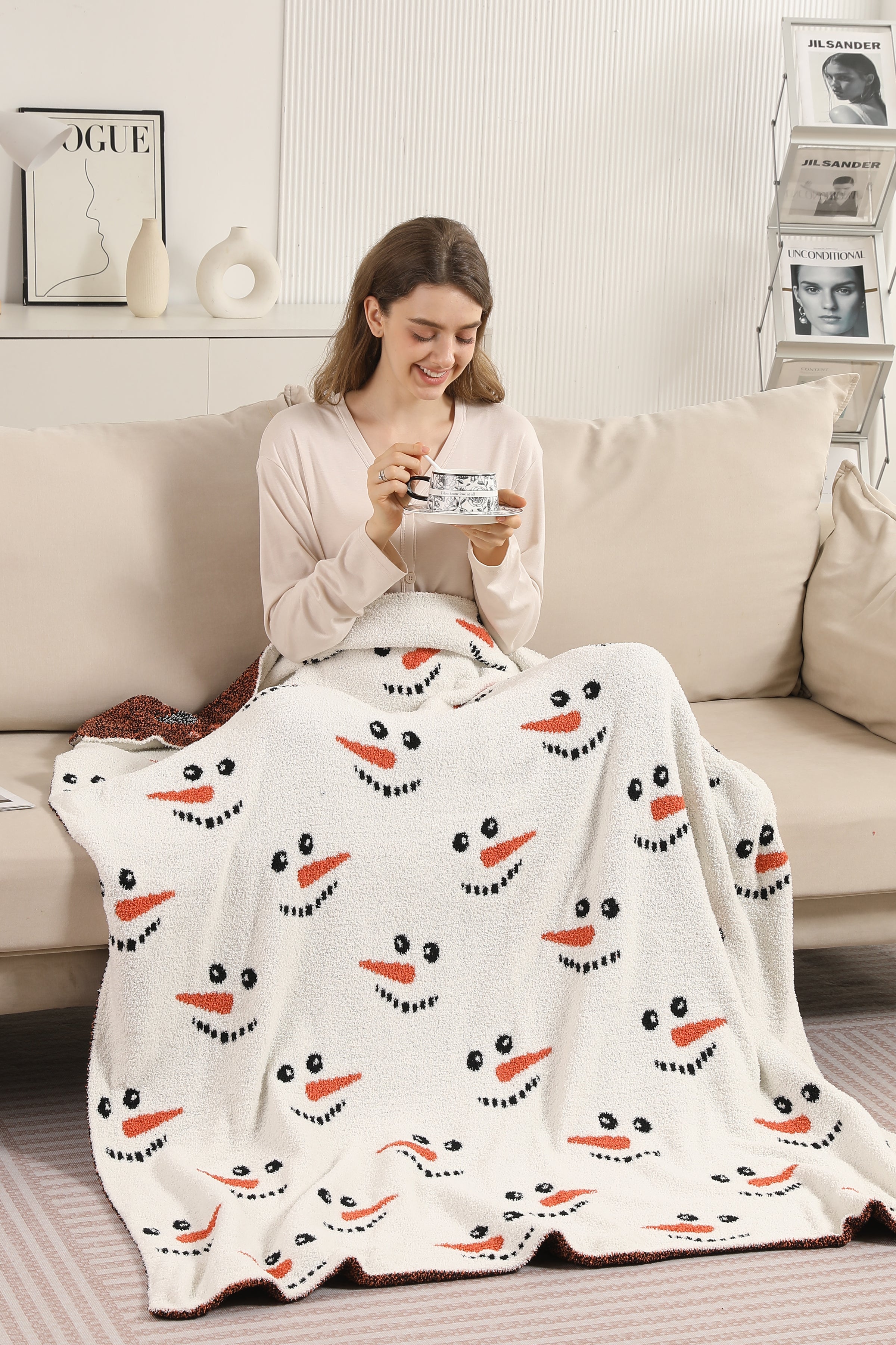 mySundaze Snowman Throw Blanket Soft Microfiber 50x60