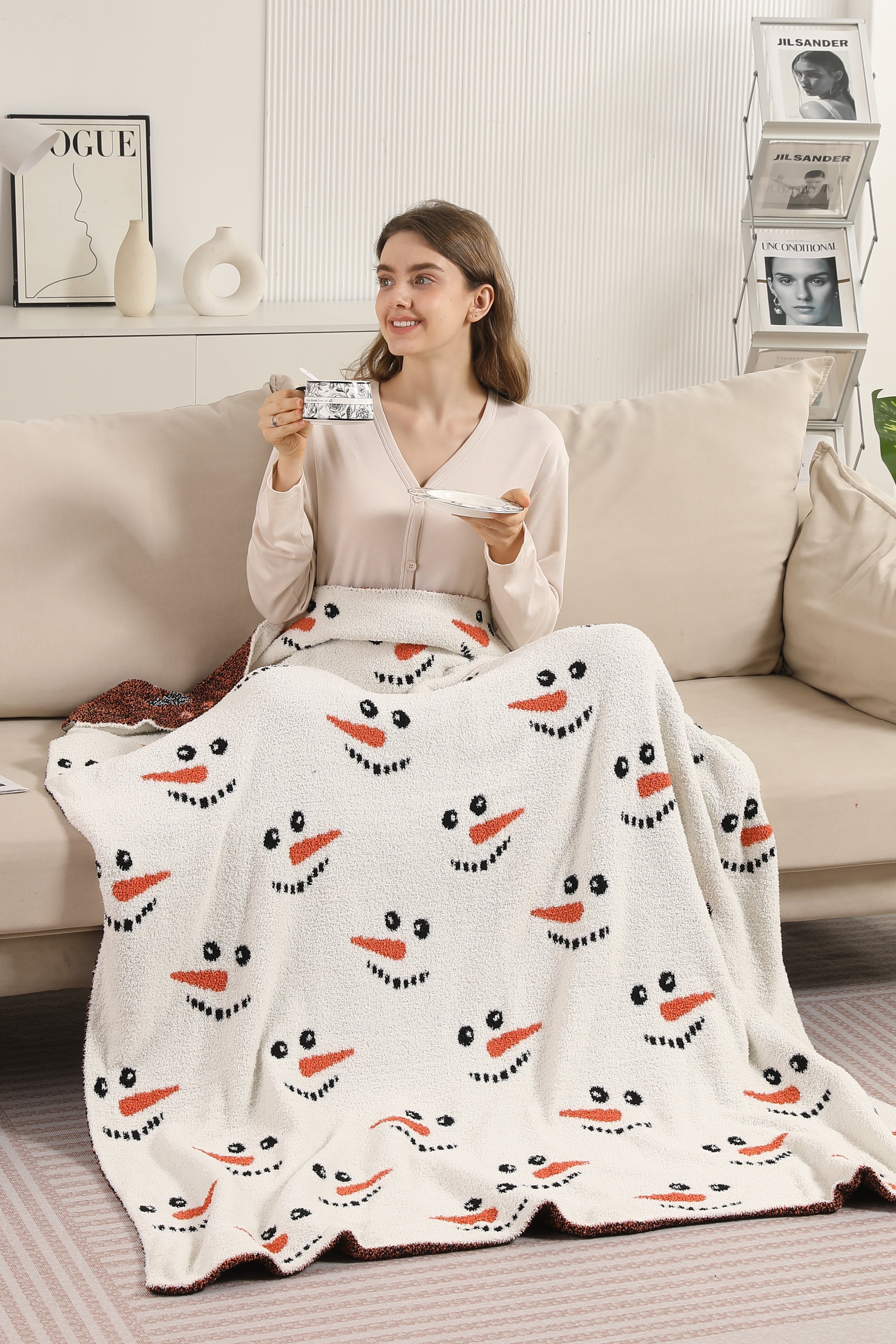 mySundaze Snowman Throw Blanket Soft Microfiber 50x60