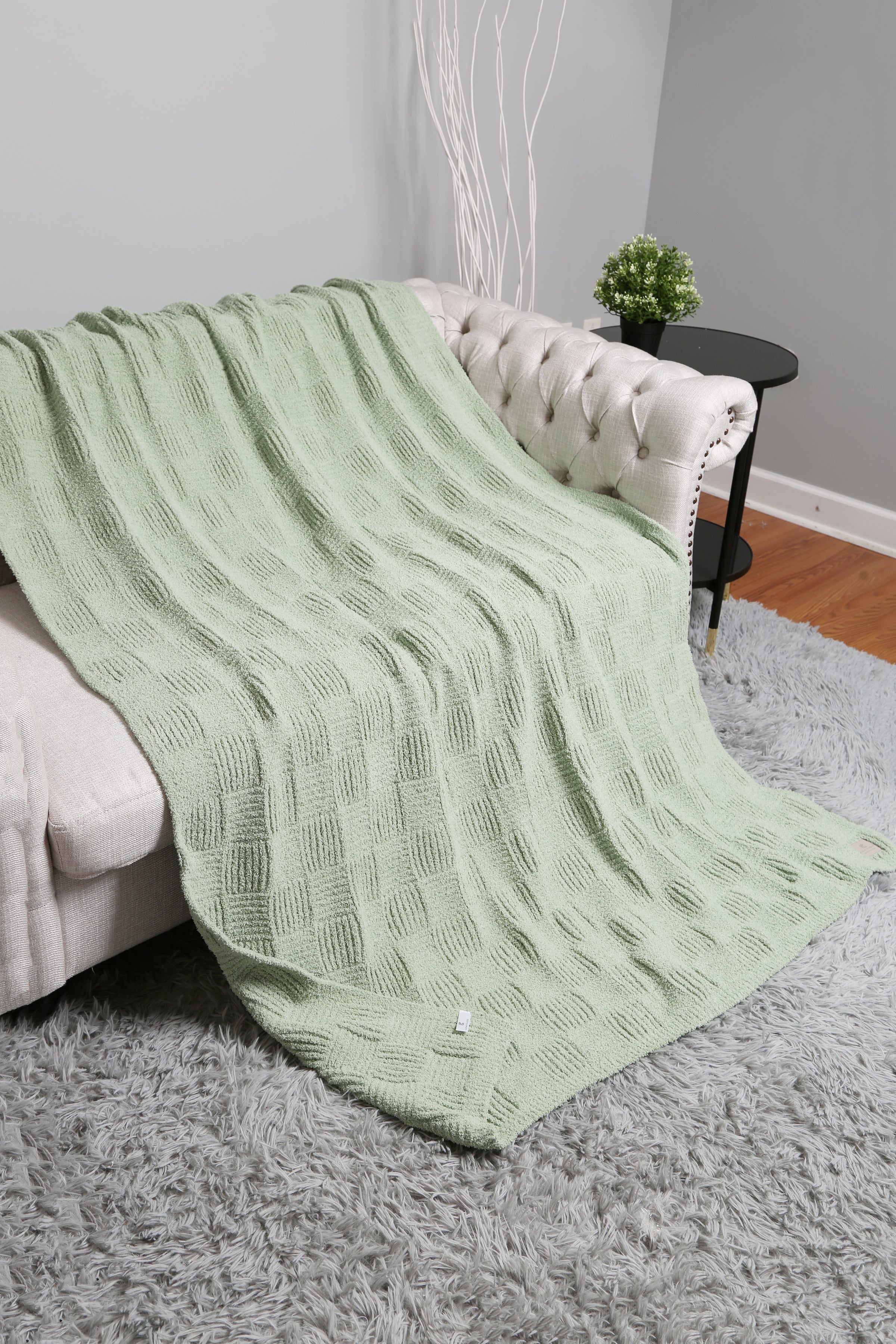 mySundaze Solid Knitted Pattern Throw Blanket Soft Textured 50x60