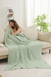 mySundaze Solid Knitted Pattern Throw Blanket Soft Textured 50x60