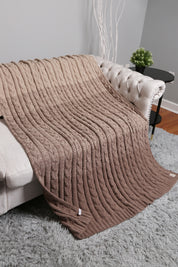 mySundaze Ombre Cable Knit Throw Blanket Soft Microfiber 50x60