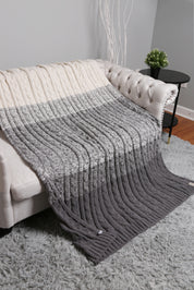 mySundaze Ombre Cable Knit Throw Blanket Soft Microfiber 50x60