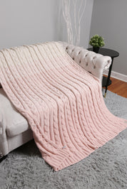 mySundaze Ombre Cable Knit Throw Blanket Soft Microfiber 50x60