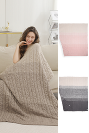 mySundaze Ombre Cable Knit Throw Blanket Soft Microfiber 50x60