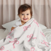 mySundaze Pink Ribbon Print Small Throw Blanket Soft Microfiber 29x35