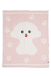 mySundaze White Puppy Print Small Throw Blanket Soft Microfiber 29x35