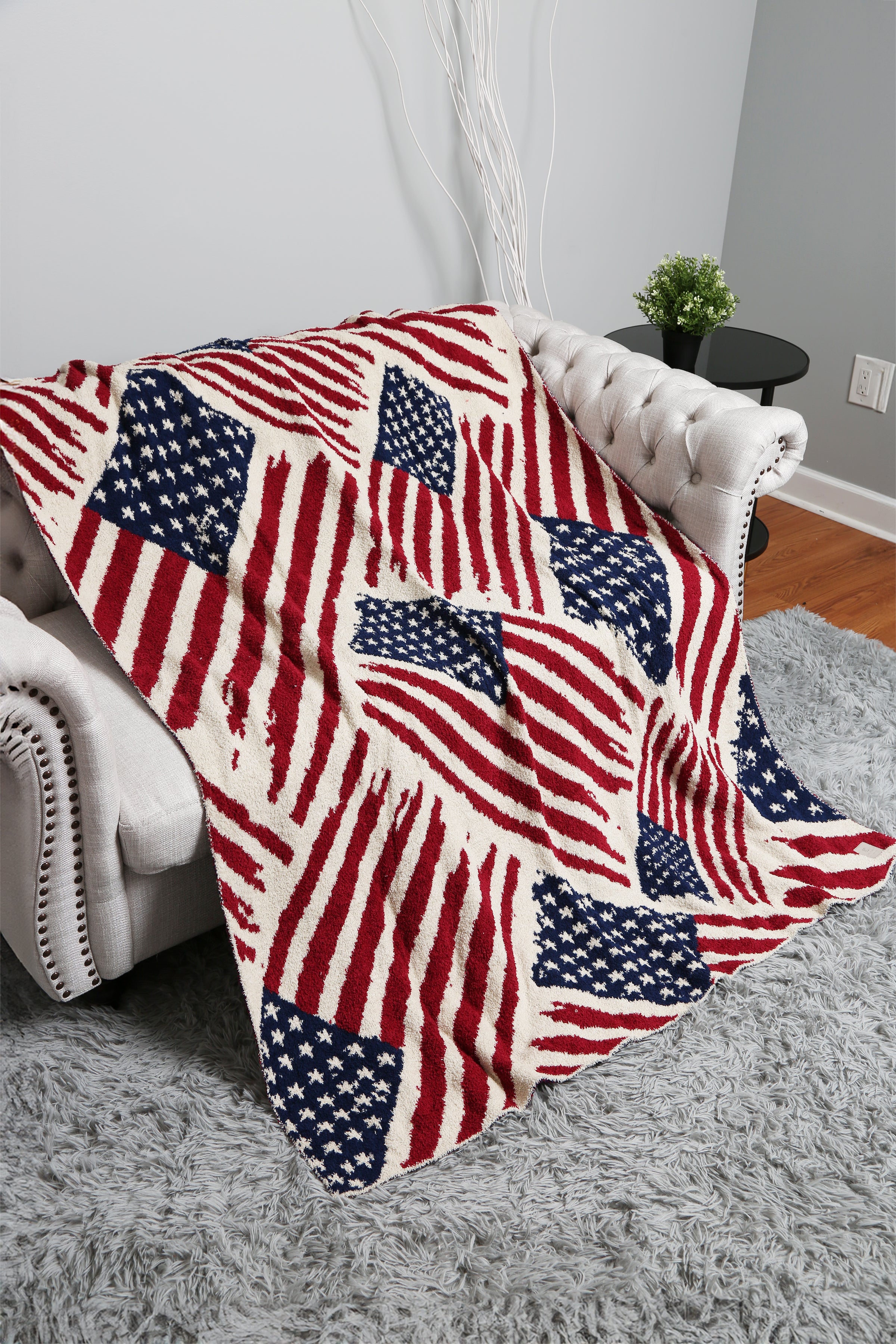 mySundaze American Flag Throw Blanket Soft Microfiber USA Flag Print 50x60