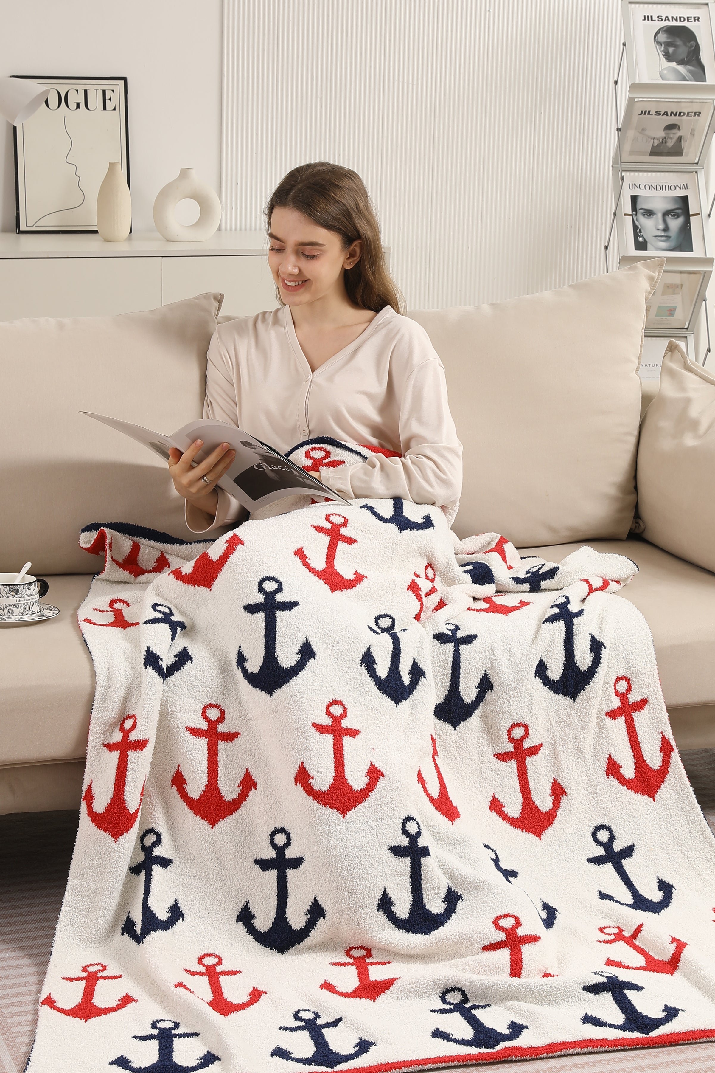 mySundaze Anchors Throw Blanket Soft Microfiber 50x60