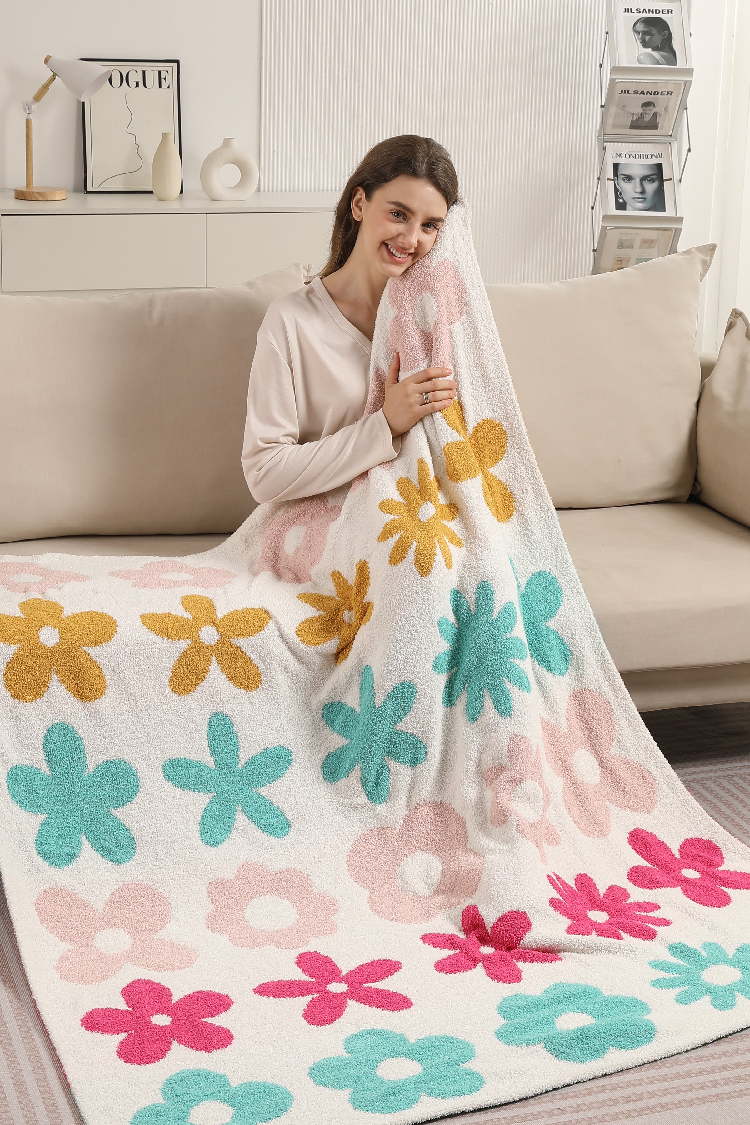 mySundaze Flower Throw Blanket Soft Microfiber 50x60