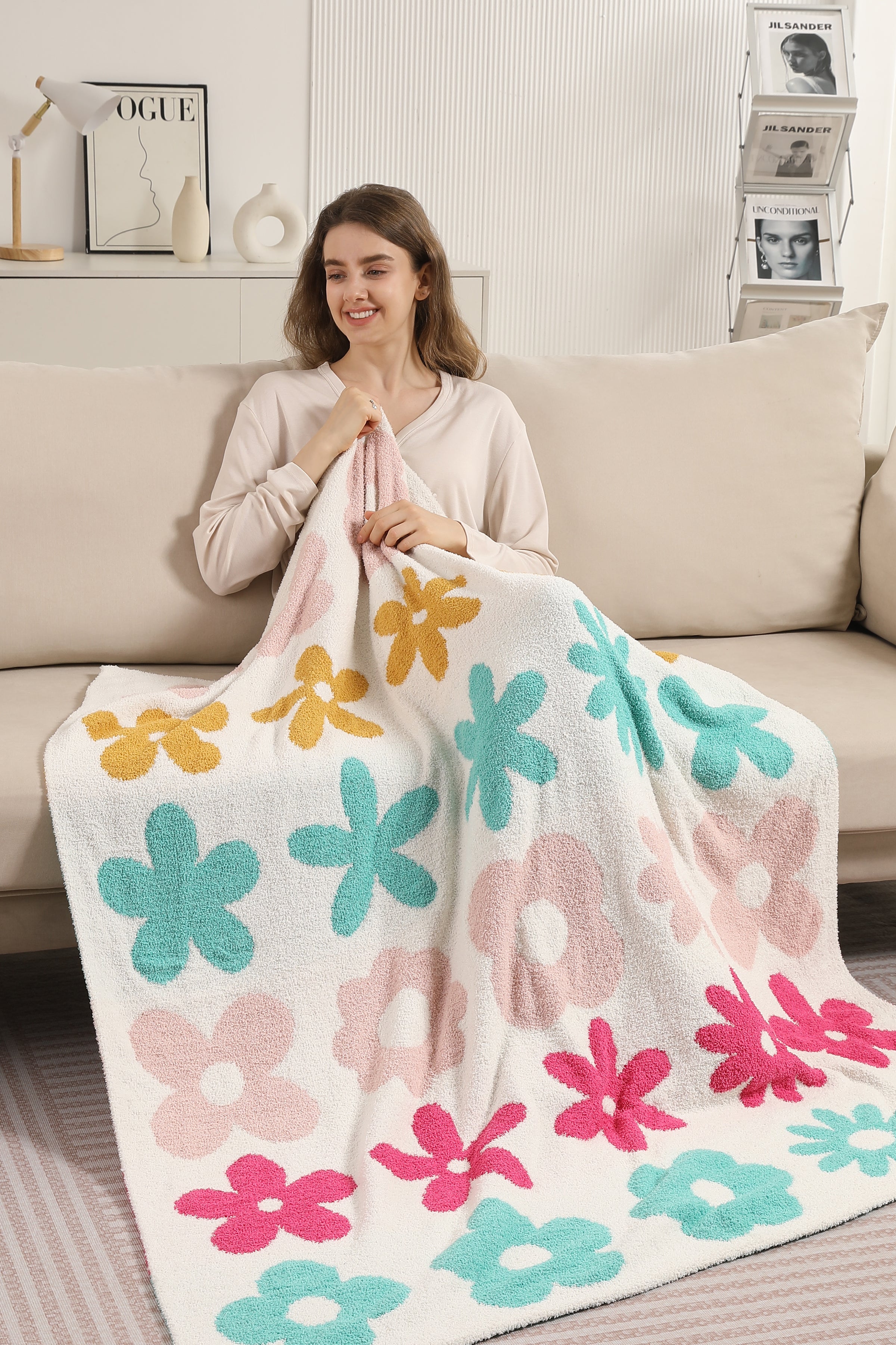 mySundaze Flower Throw Blanket Soft Microfiber 50x60