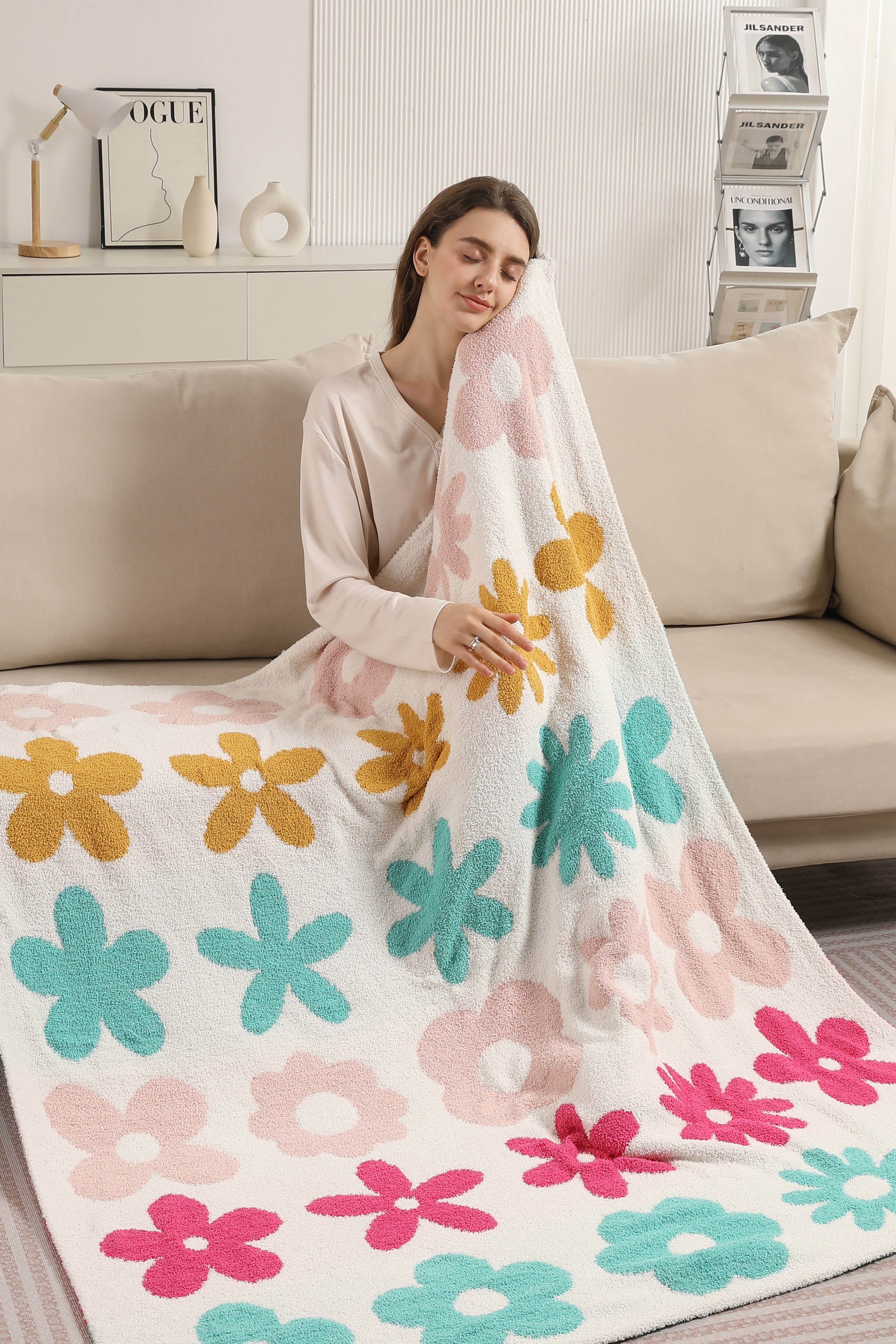 mySundaze Flower Throw Blanket Soft Microfiber 50x60