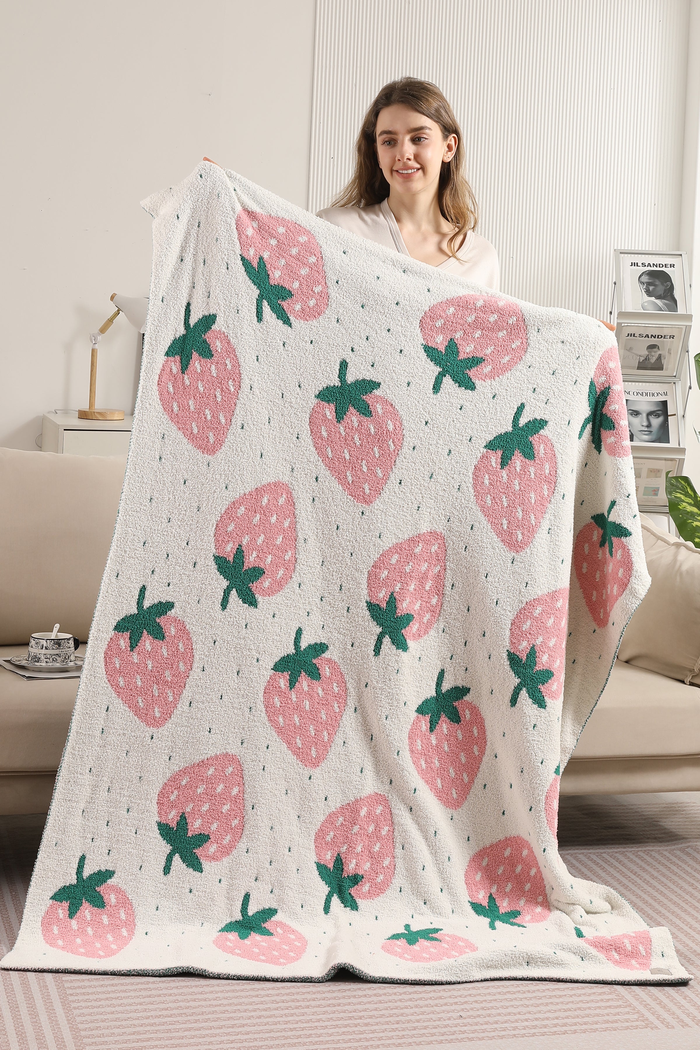 mySundaze Strawberry Throw Blanket Soft Microfiber 50x60