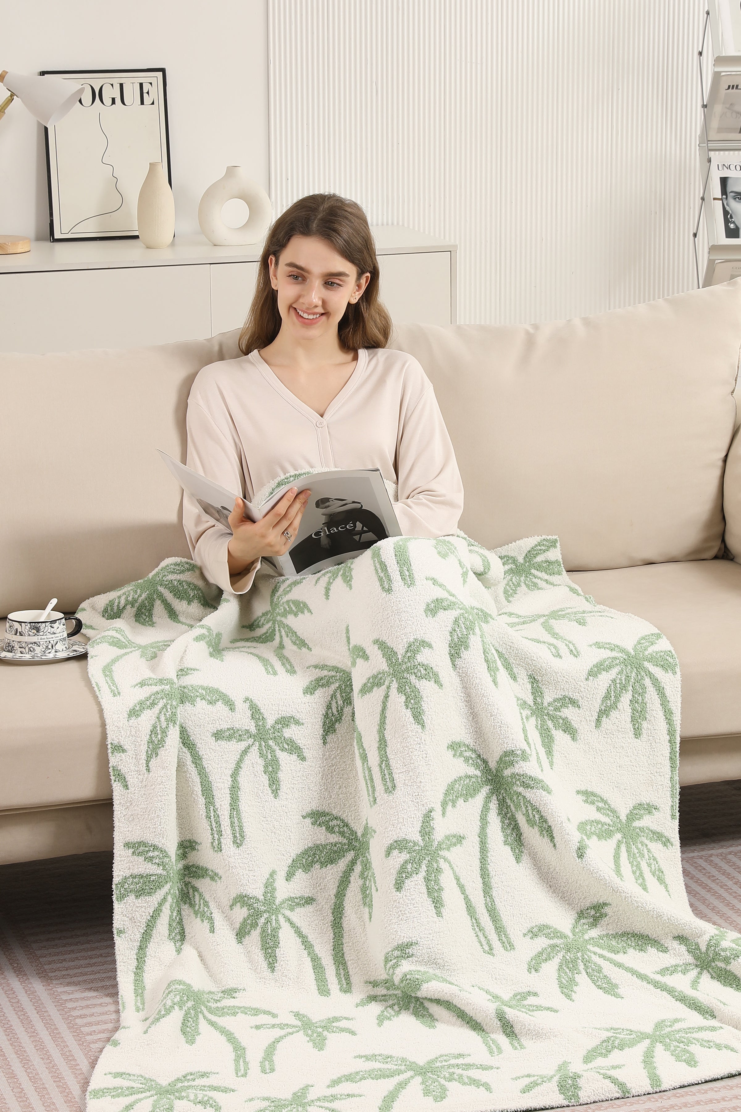 mySundaze Palm Trees Throw Blanket Soft Microfiber 50x60