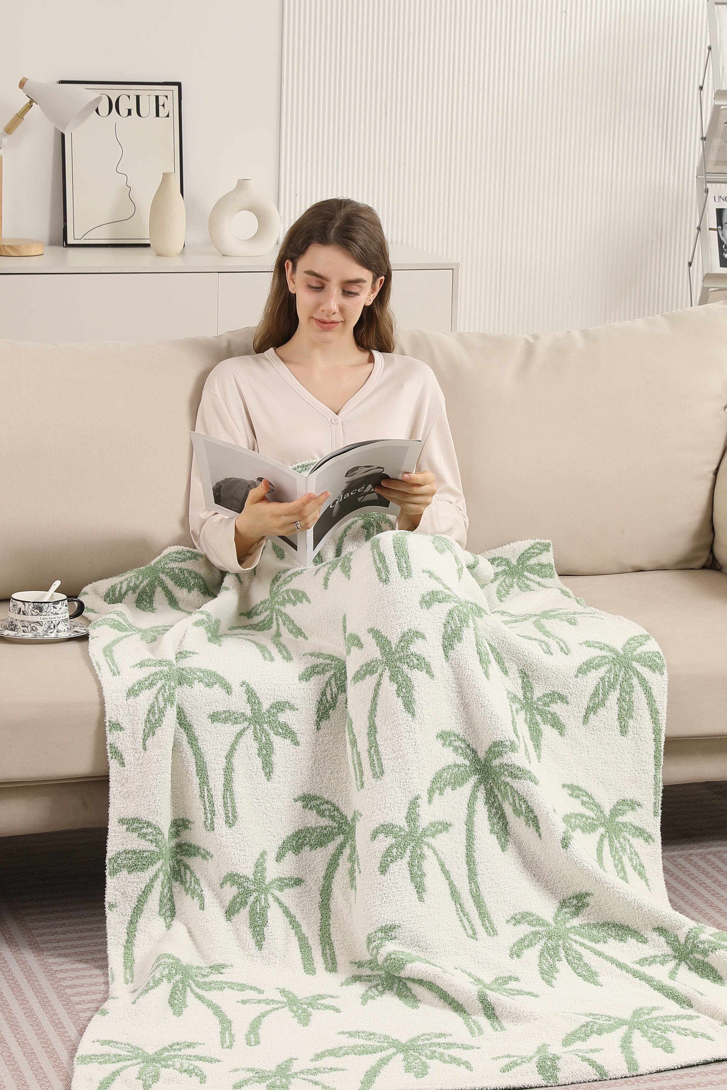 mySundaze Palm Trees Throw Blanket Soft Microfiber 50x60