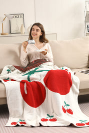 mySundaze Big Red Cherry Throw Blanket Soft Microfiber 50x60