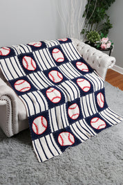 mySundaze Baseball with Stripes Throw Blanket Soft Microfiber 50x60