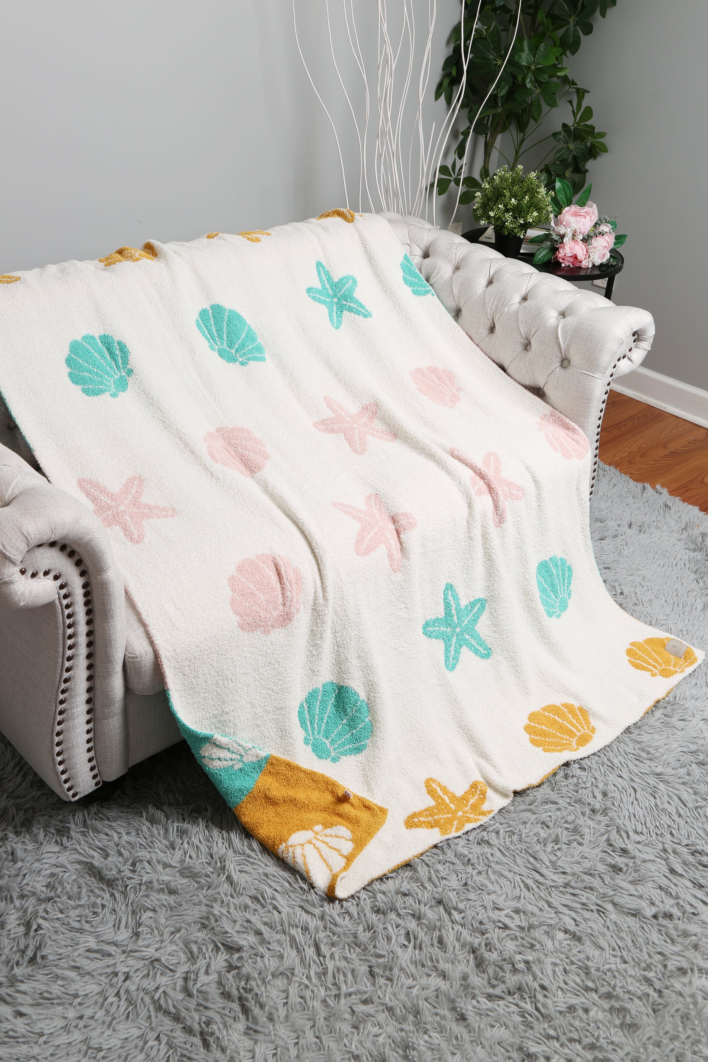 mySundaze Sea Shells Throw Blanket Soft Microfiber 50x60