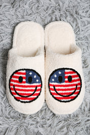 mySundaze USA Flag Happy Face Soft Microfiber Slippers
