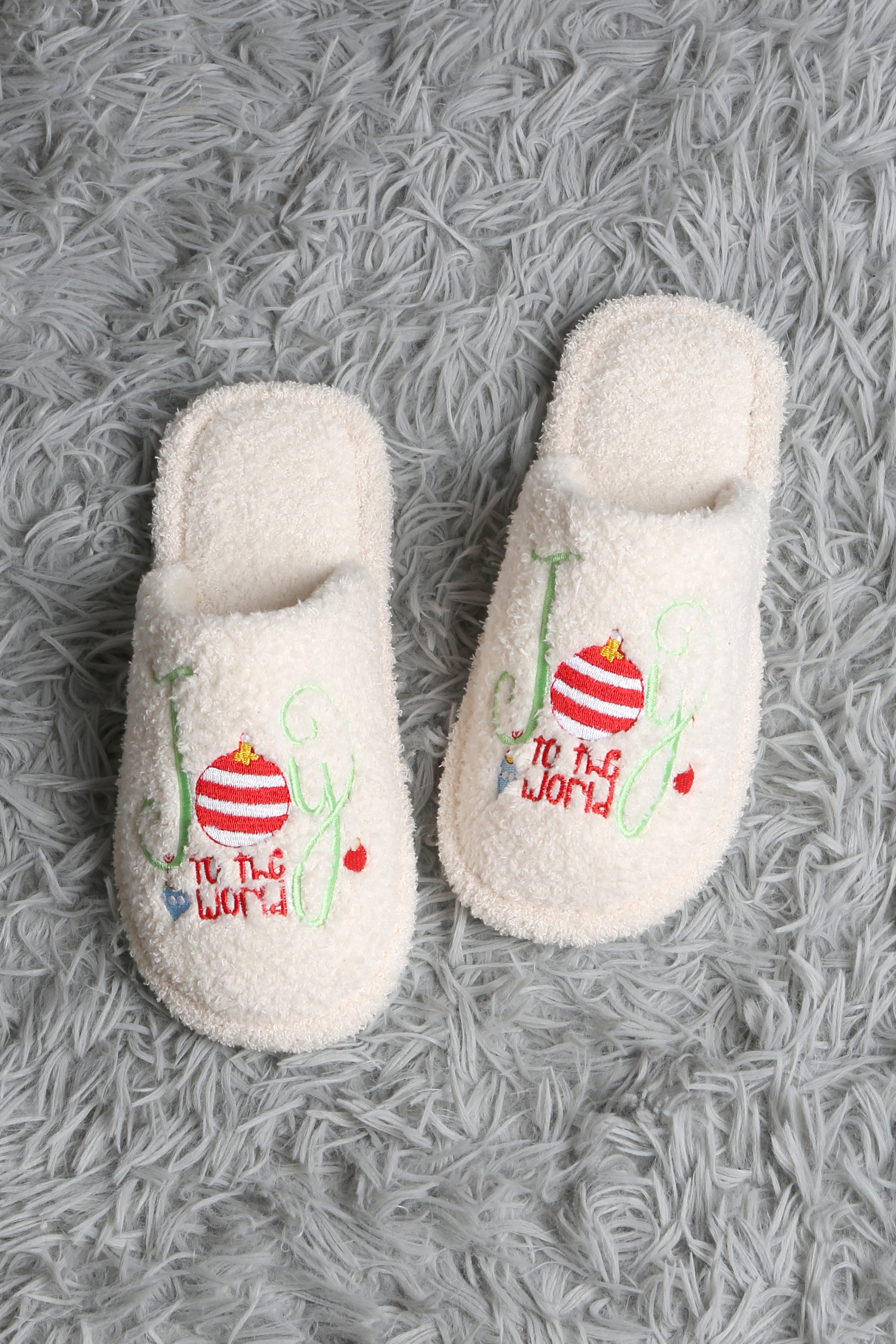mySundaze Christmas Joy to the World Soft Microfiber Slippers