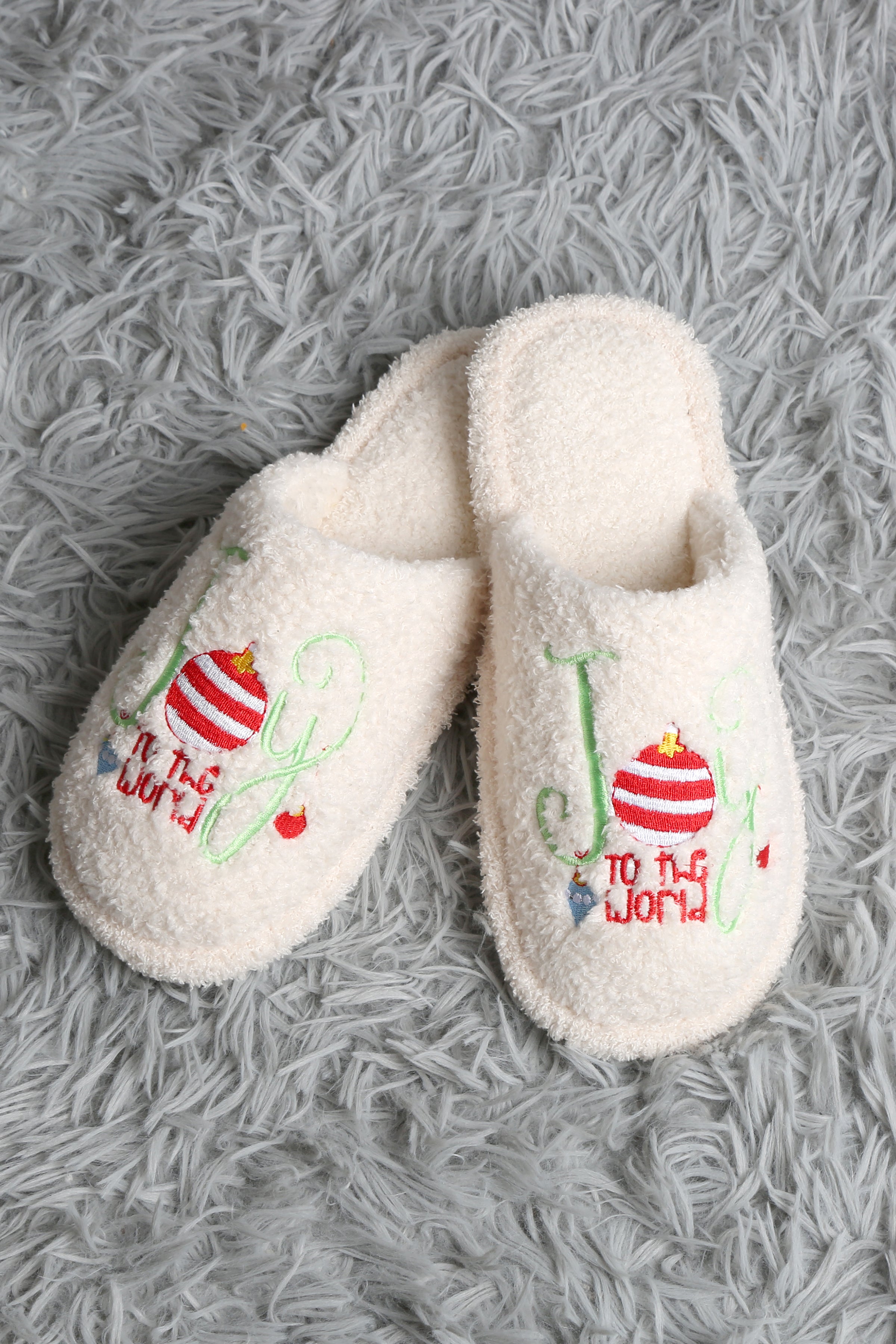 mySundaze Christmas Joy to the World Soft Microfiber Slippers