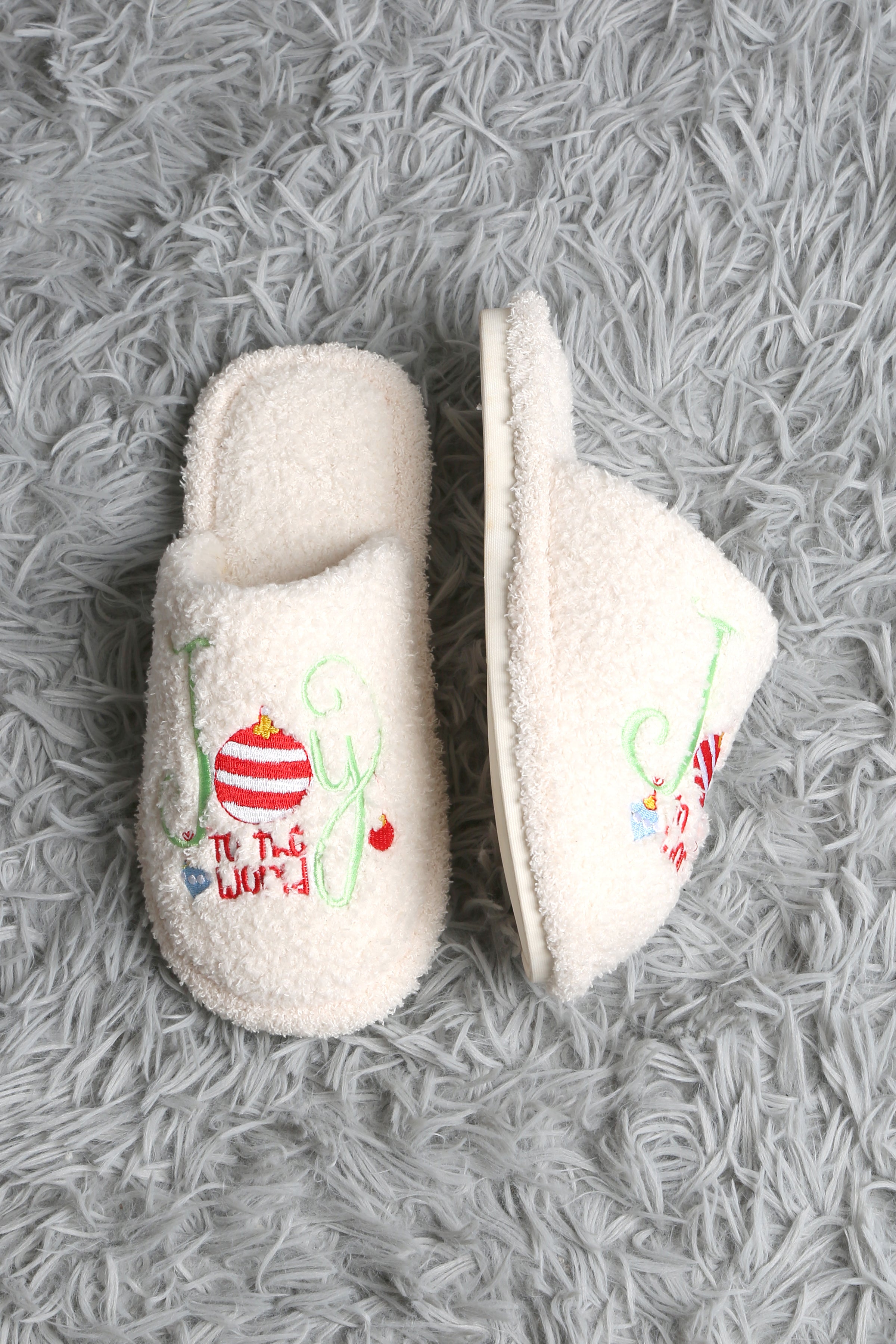 mySundaze Christmas Joy to the World Soft Microfiber Slippers