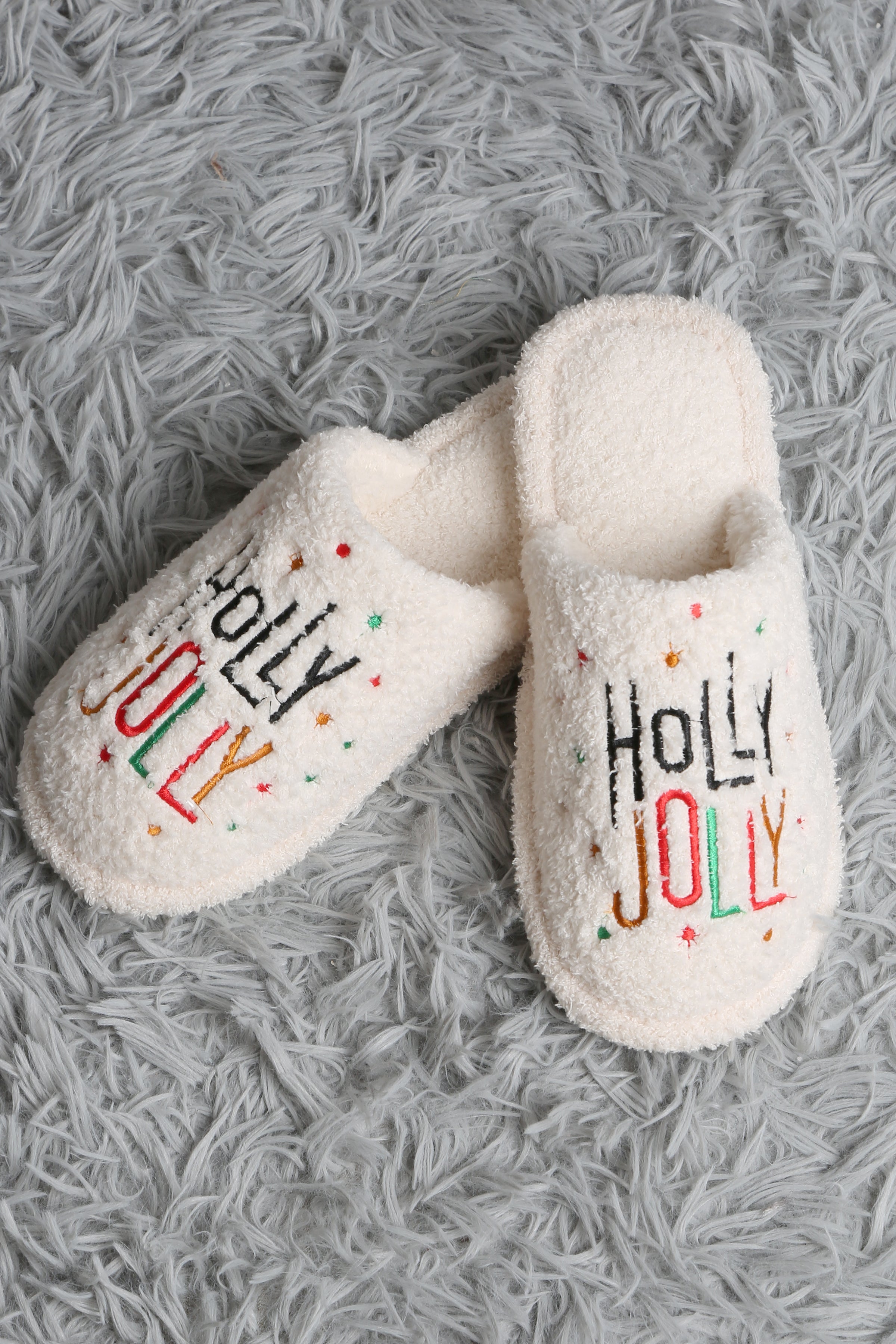 mySundaze Christmas Holly Jolly Soft Microfiber Slippers