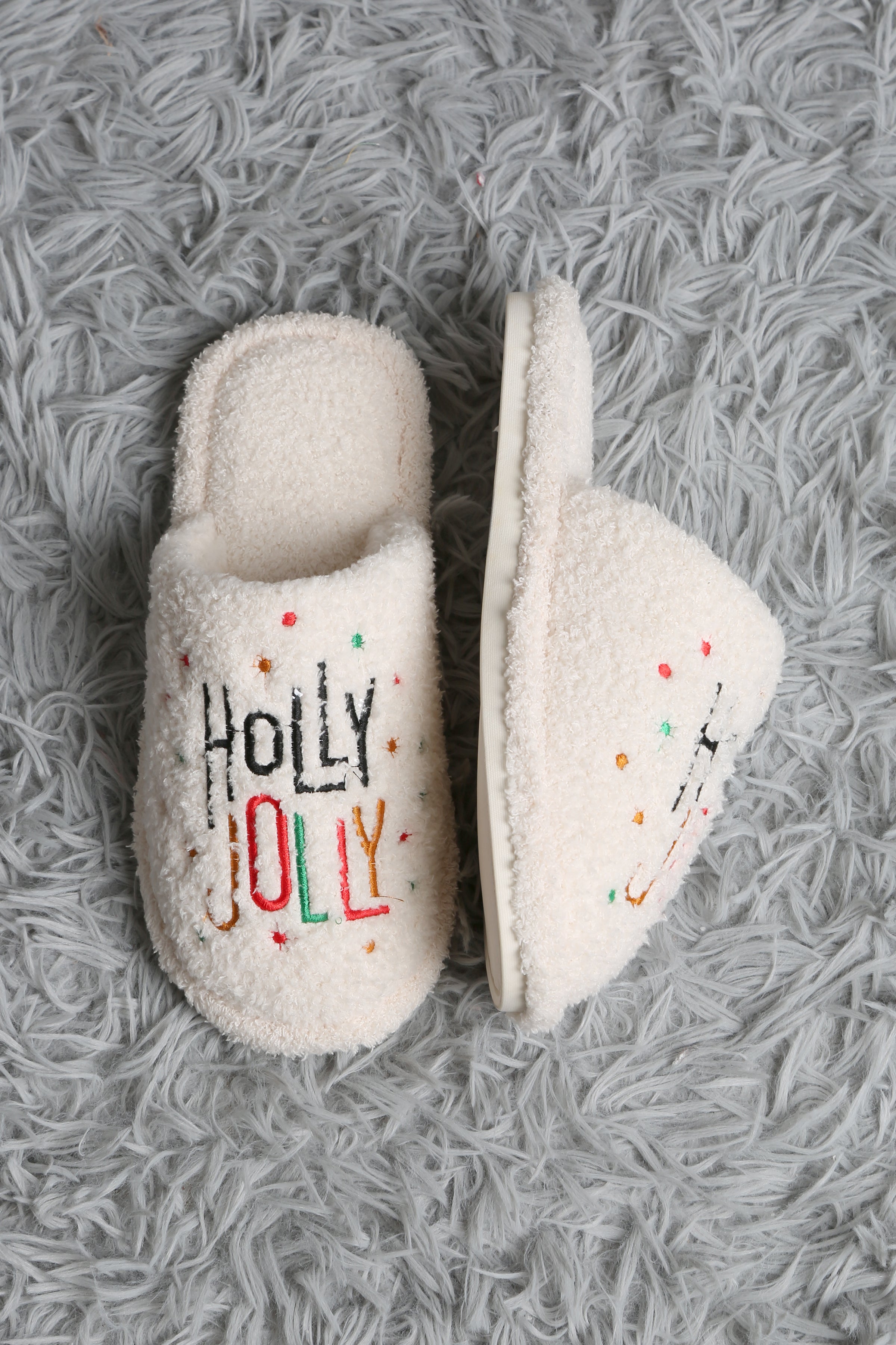 mySundaze Christmas Holly Jolly Soft Microfiber Slippers