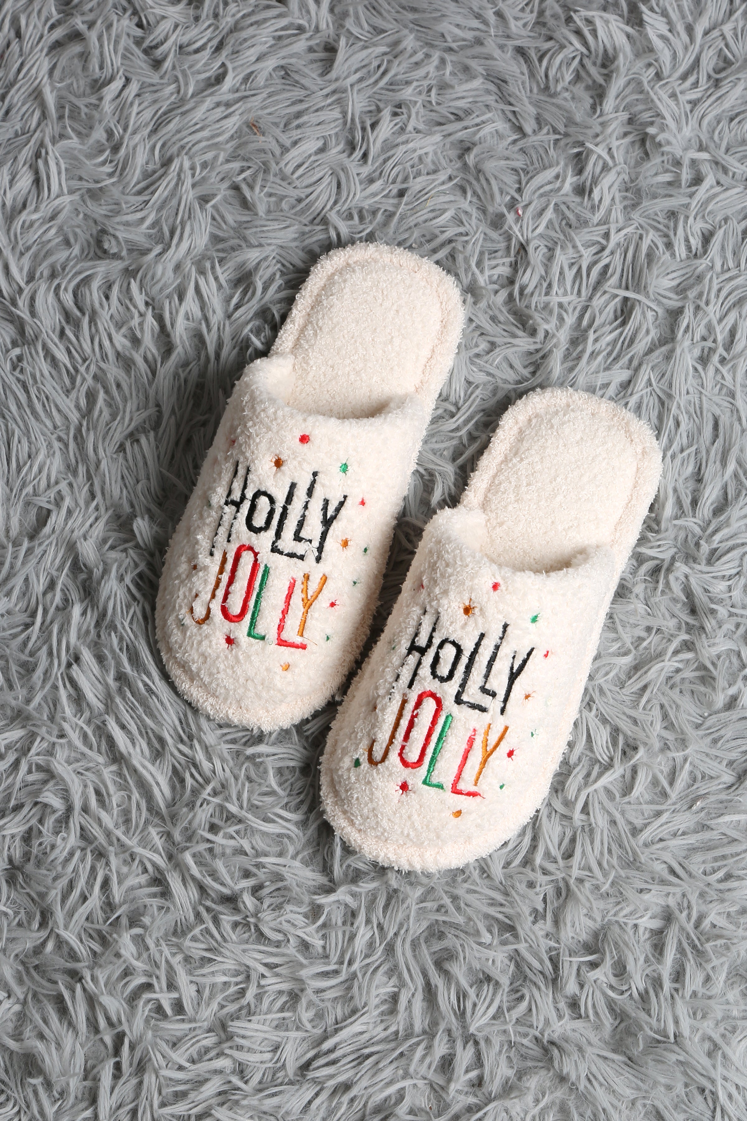 mySundaze Christmas Holly Jolly Soft Microfiber Slippers