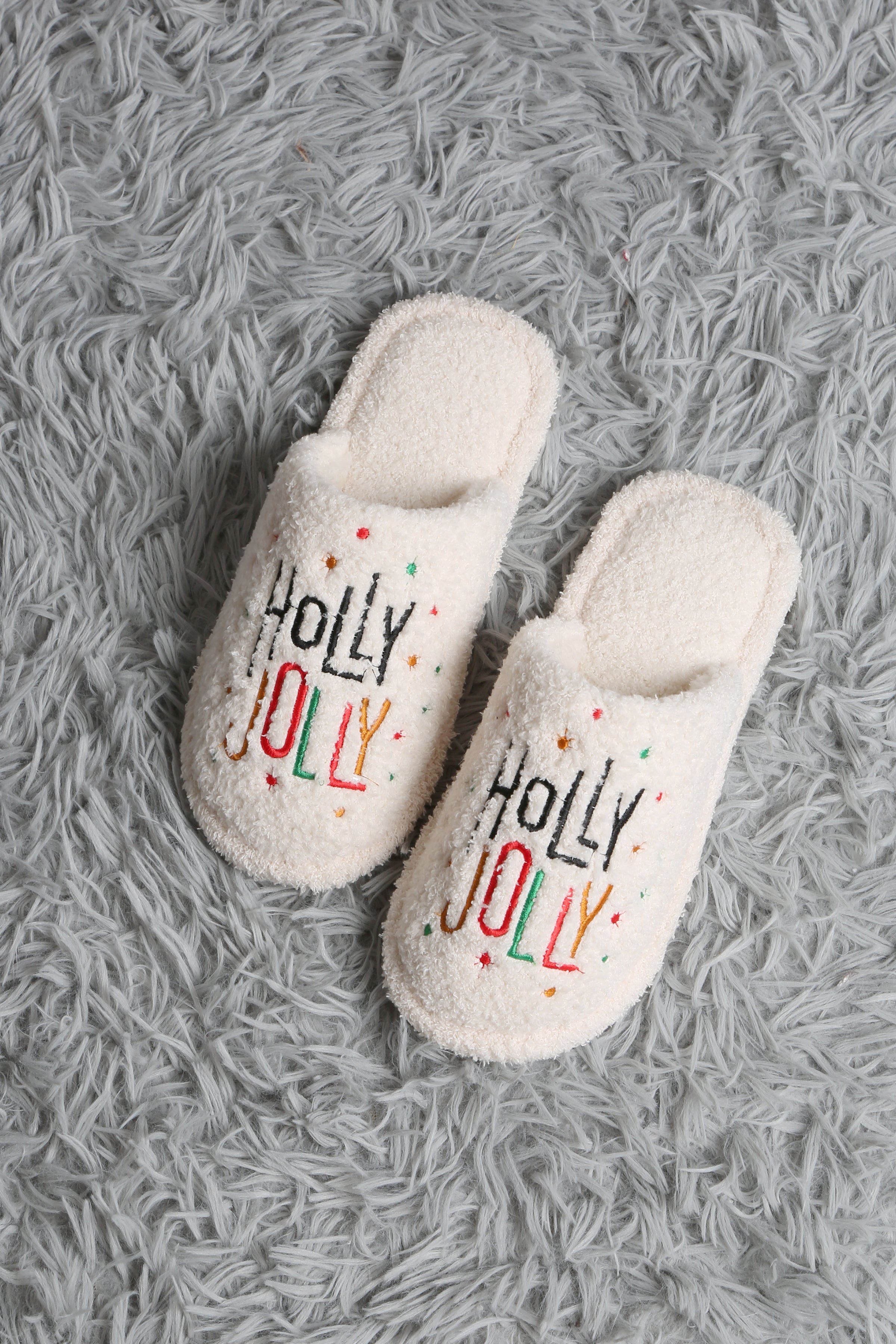 mySundaze Christmas Holly Jolly Soft Microfiber Slippers