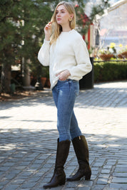 mySundaze Solid Cable Knit Ribbed Microfiber Sweater