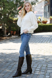 mySundaze Solid Cable Knit Ribbed Microfiber Sweater