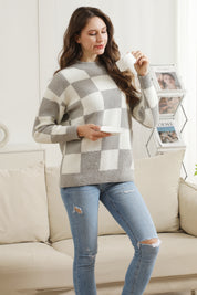 mySundaze  Checkered Microfiber Crewneck Sweater