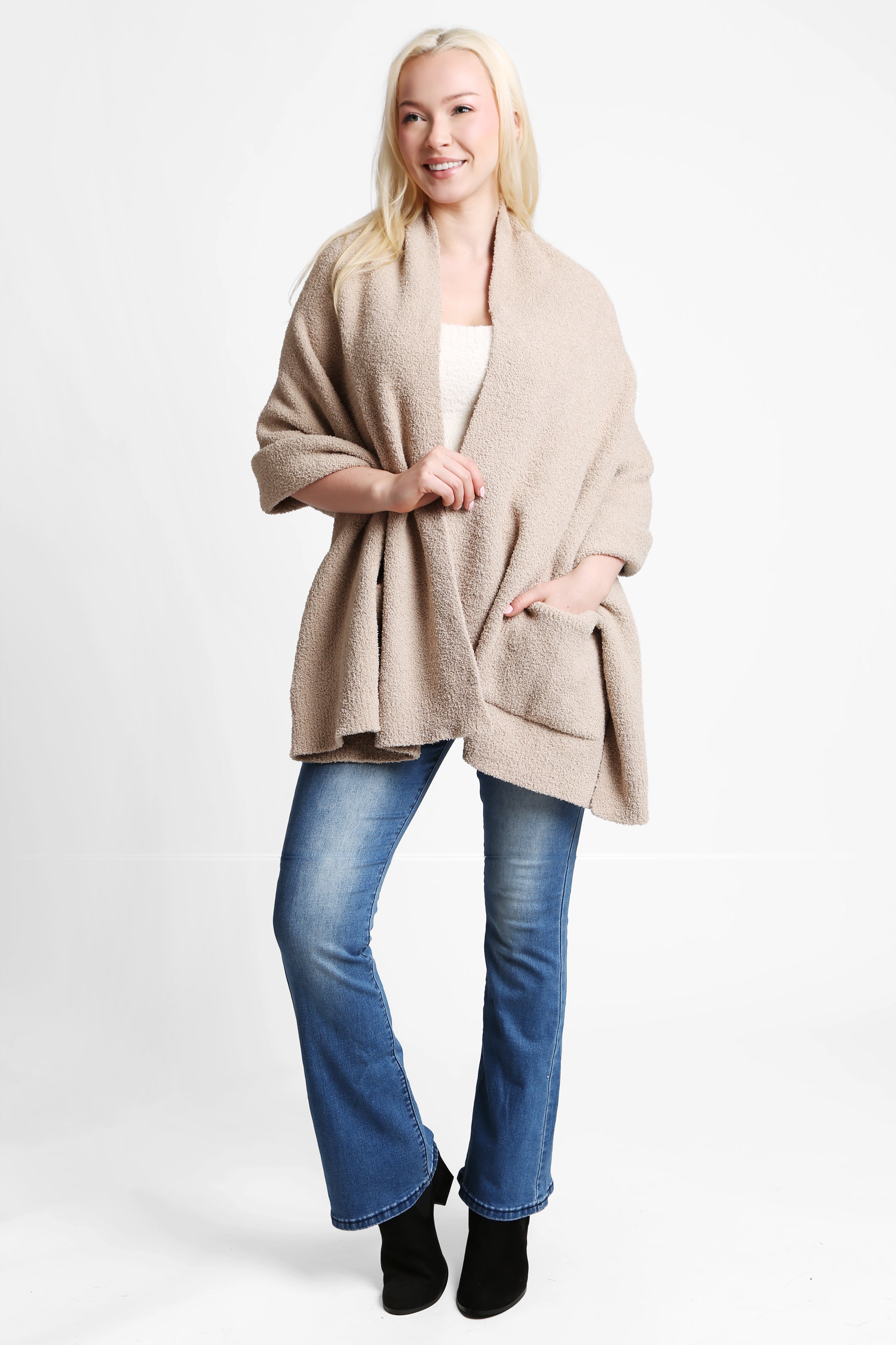 mySundaze Solid Color Microfiber Shawl with Pockets