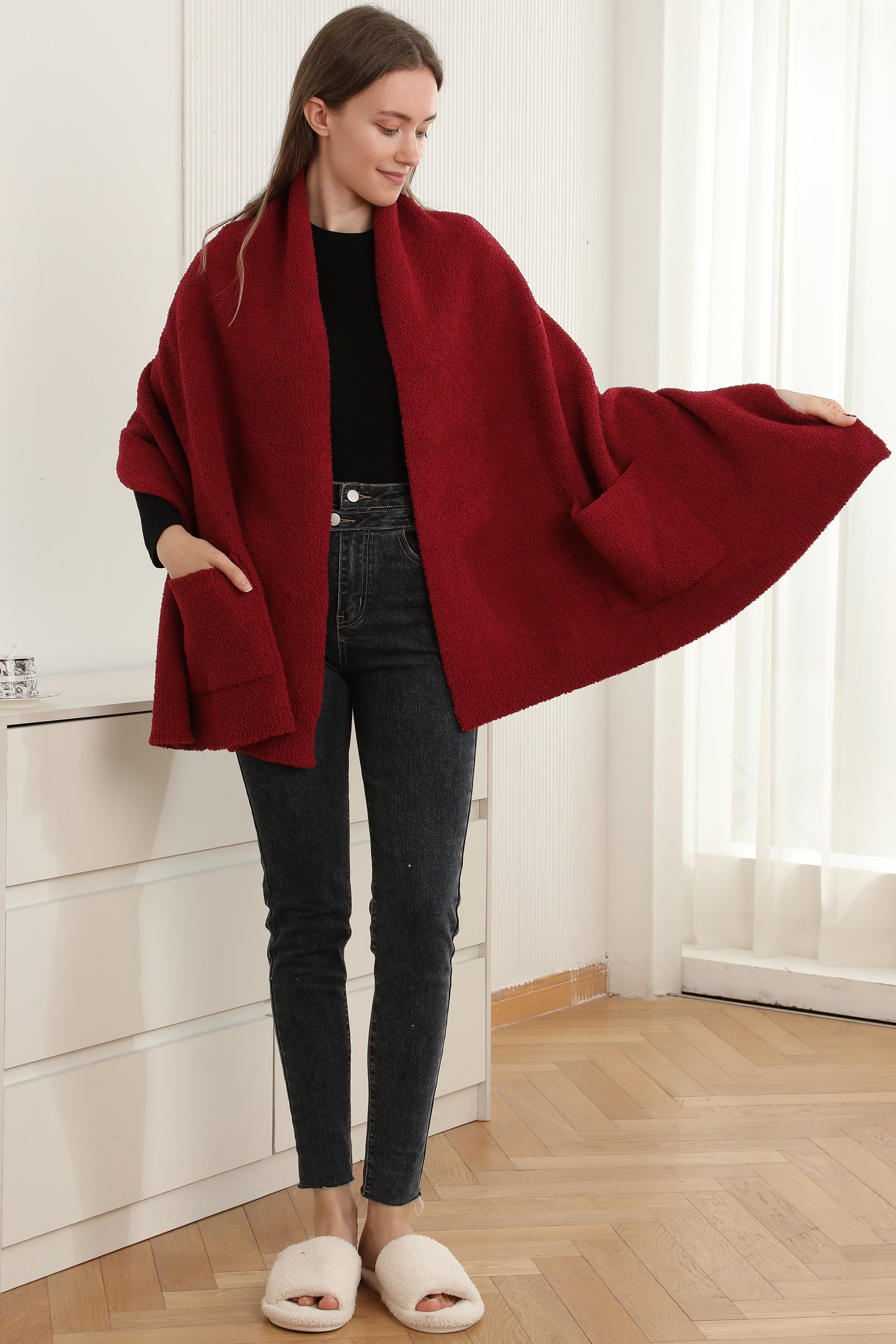 mySundaze Solid Color Microfiber Shawl w/ Pockets