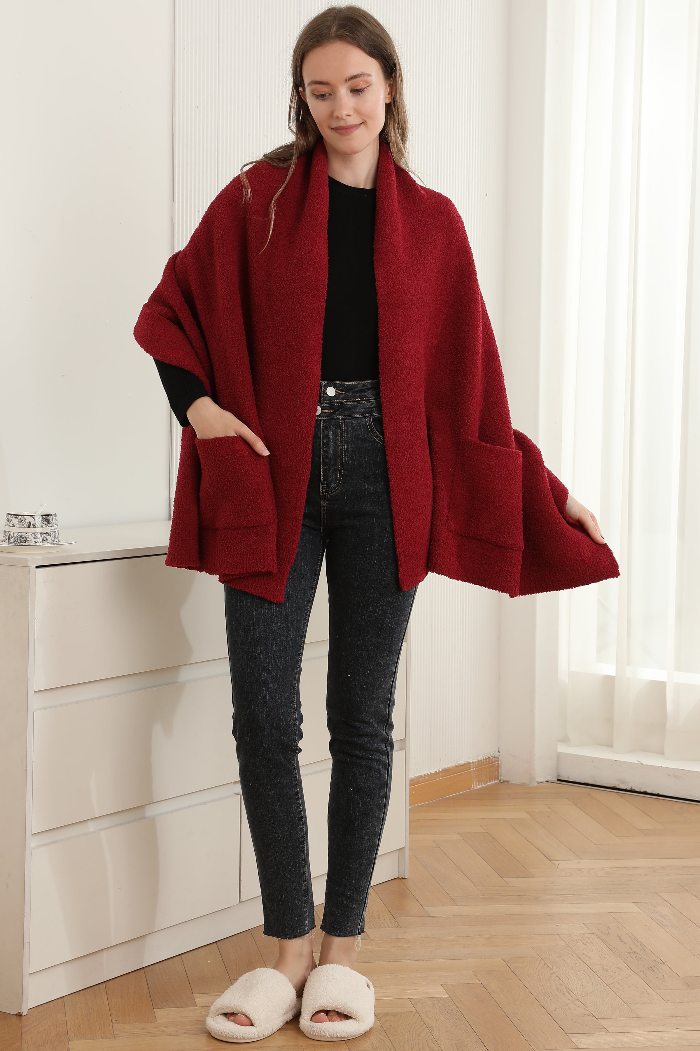 mySundaze Solid Color Microfiber Shawl w/ Pockets