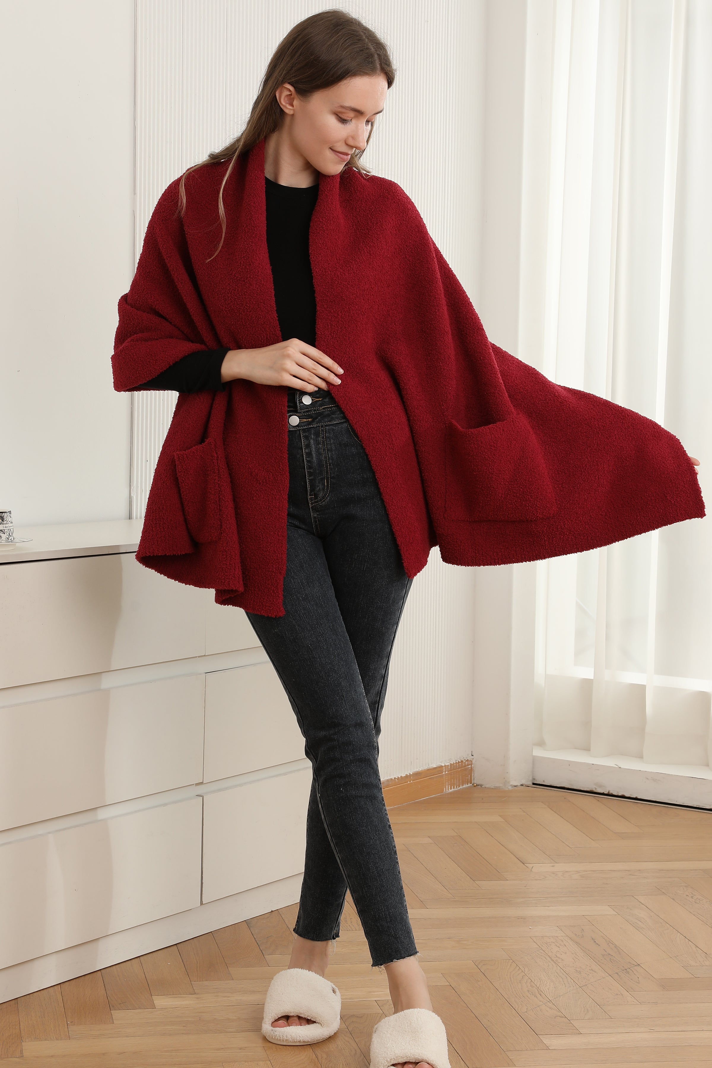 mySundaze Solid Color Microfiber Shawl w/ Pockets