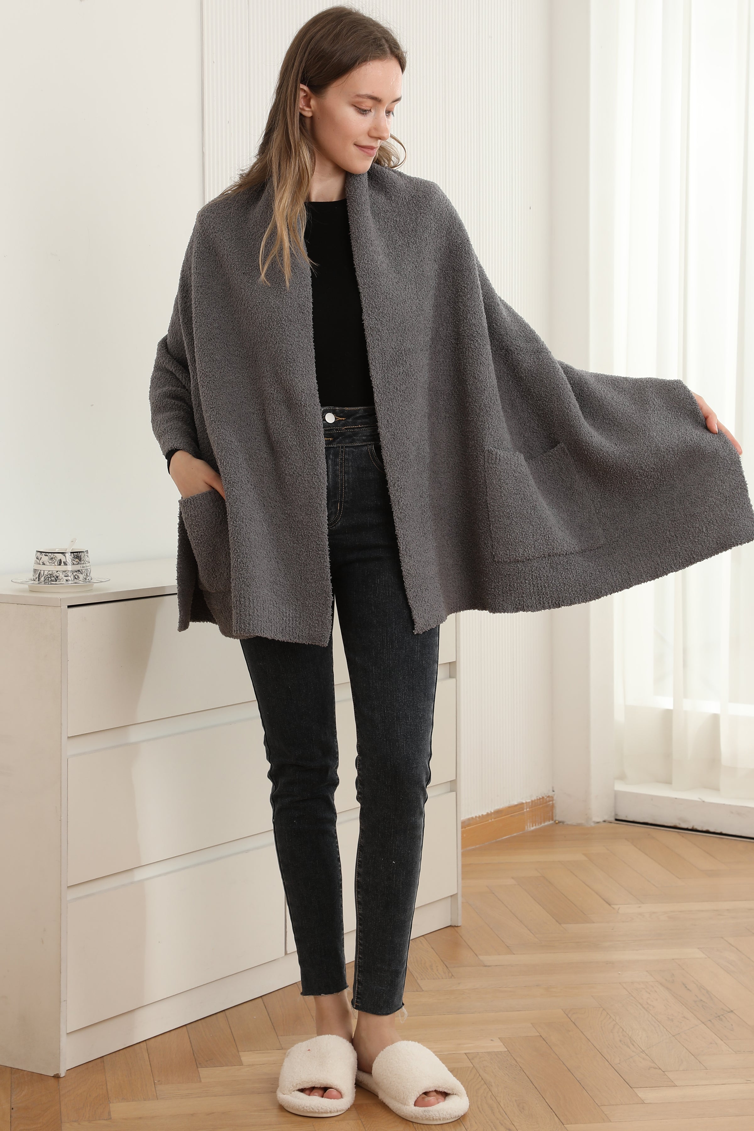 mySundaze Solid Color Microfiber Shawl w/ Pockets