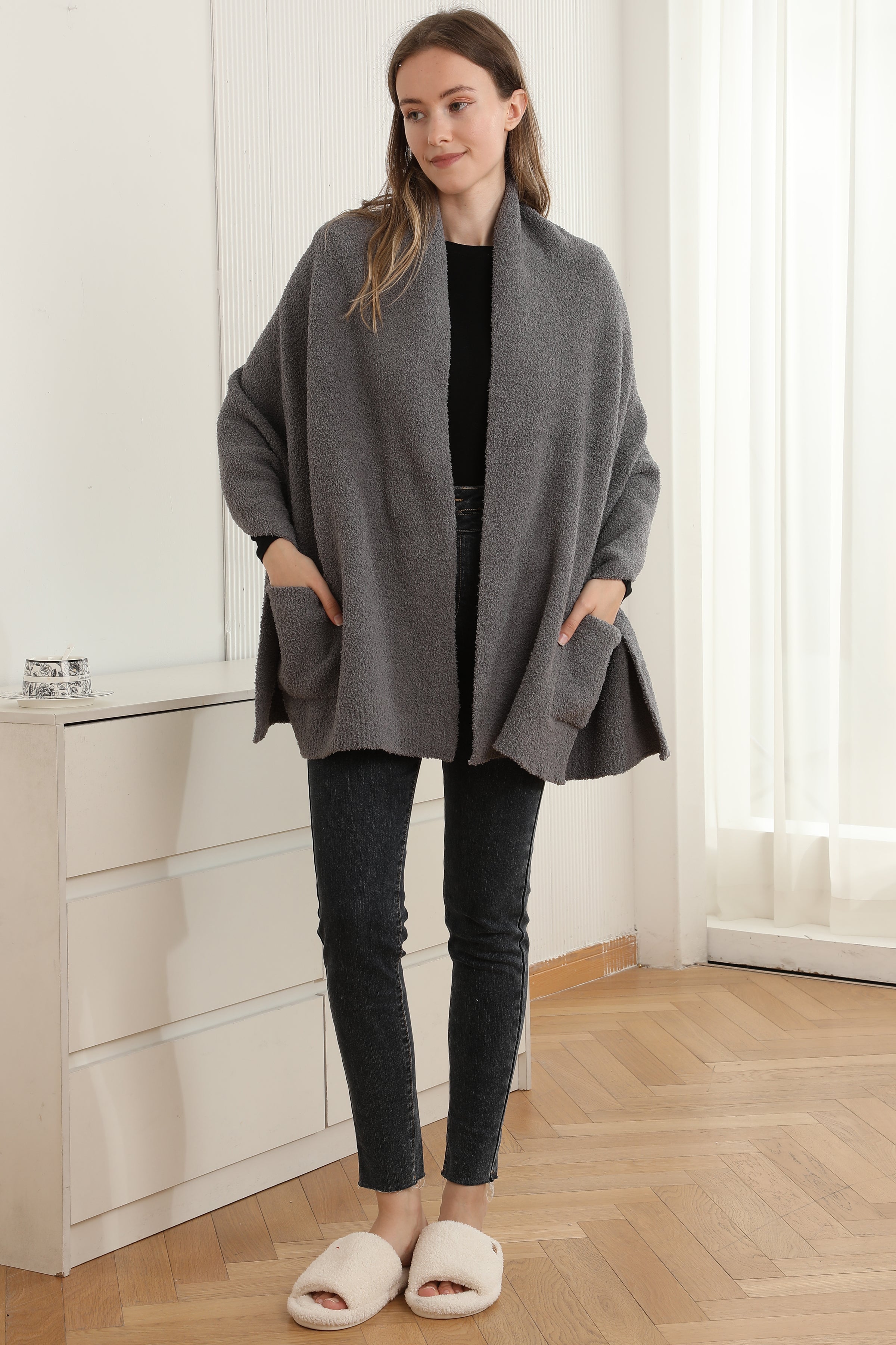 mySundaze Solid Color Microfiber Shawl w/ Pockets