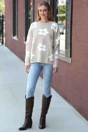 mySundaze Daisy Print Microfiber Sweater