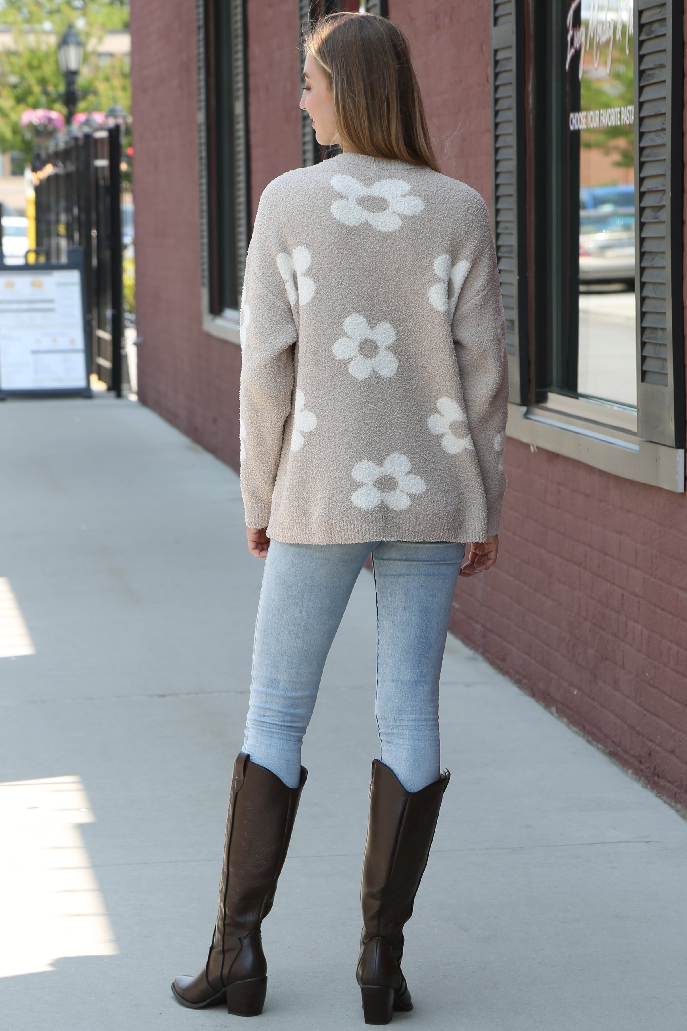 mySundaze Daisy Print Microfiber Sweater