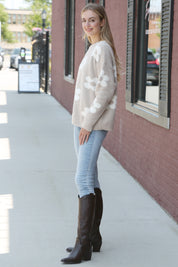 mySundaze Daisy Print Microfiber Sweater
