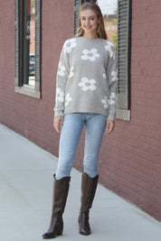 mySundaze Daisy Print Microfiber Sweater
