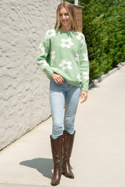mySundaze Daisy Print Microfiber Sweater