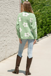 mySundaze Daisy Print Microfiber Sweater