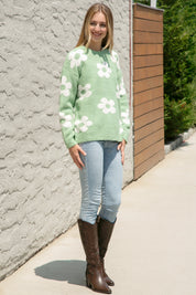 mySundaze Daisy Print Microfiber Sweater