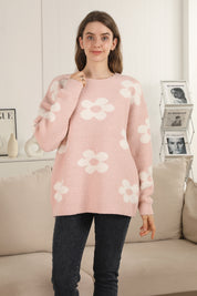 mySundaze Daisy Print Microfiber Sweater