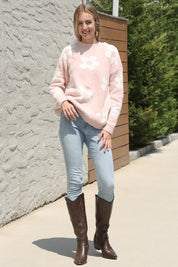 mySundaze Daisy Print Microfiber Sweater