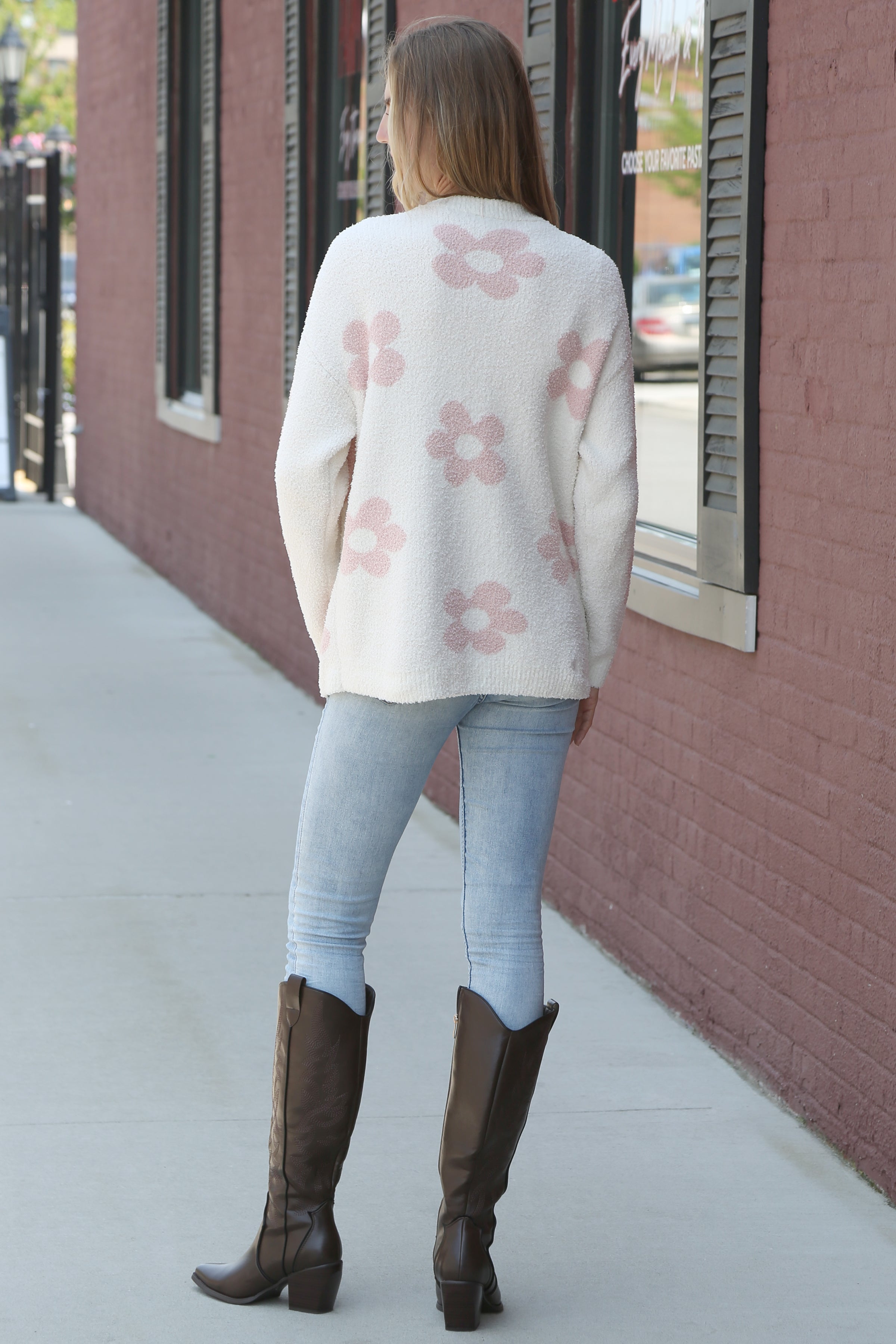 mySundaze Daisy Print Microfiber Sweater