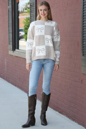 mySundaze Checkered/Ribbons Microfiber Sweater